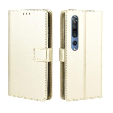 For Xiaomi Mi 10 /Xiaomi Mi 10 Pro 5G Retro Crazy Horse Texture Horizontal Flip Leather Case , with Holder & Card Slots & Photo Frame(Gold)