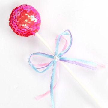 Ribbon Bow Sequin Ball Cake Party Dessert Inserted Card(Red)
