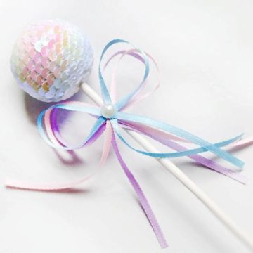 Ribbon Bow Sequin Ball Cake Party Dessert Inserted Card(White)