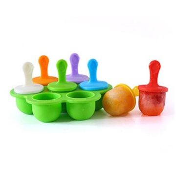 Silicone Mini Ice Pops Mold Ice Cream Ball Lolly Maker Popsicle Molds Baby DIY Food Supplement Tool(Green)