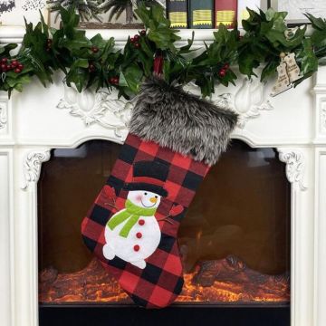 Christmas Ornament Christmas Stocking Cover Christmas Pendant Stocking Gift Bag(Snowman)