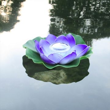 Solar Outdoor Waterproof Floating Light Garden Courtyard Lotus Light(Purple)