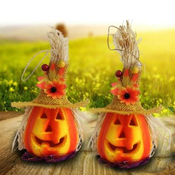 Halloween Pumpkin Lantern Hollow Glowing Foam Bar Decoration(Yellow Hat)