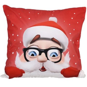 Christmas Ornaments Flannel Pillowcase Cartoon Printing Square Pillowcase Without Pillow Core(Elderly)