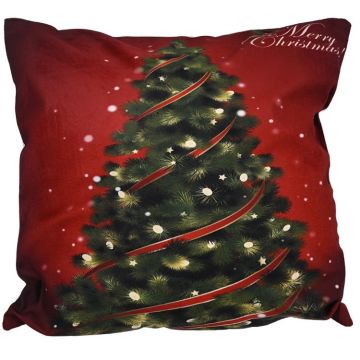 Christmas Ornaments Flannel Pillowcase Cartoon Printing Square Pillowcase Without Pillow Core(Christmas Tree)