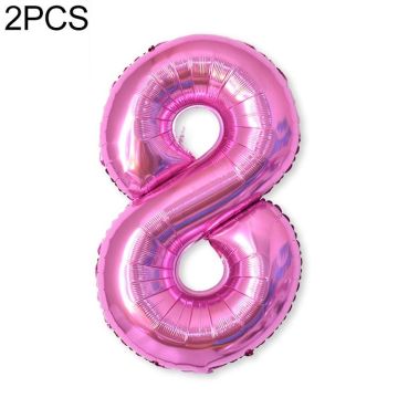2 PCS 40 Inch Aluminium Foil Number Balloons Birthday Wedding Engagement Party Decor Kids Ball Supplies(8-Rose red)