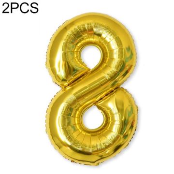 2 PCS 40 Inch Aluminium Foil Number Balloons Birthday Wedding Engagement Party Decor Kids Ball Supplies(8-Gold)