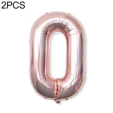 2 PCS 40 Inch Aluminium Foil Number Balloons Birthday Wedding Engagement Party Decor Kids Ball Supplies(0-Champaign gold)