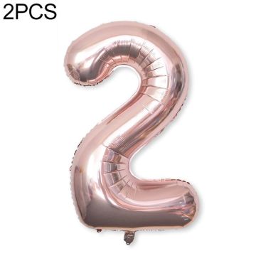 2 PCS 40 Inch Aluminium Foil Number Balloons Birthday Wedding Engagement Party Decor Kids Ball Supplies(2-Champaign gold)