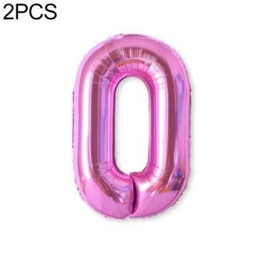 2 PCS 40 Inch Aluminium Foil Number Balloons Birthday Wedding Engagement Party Decor Kids Ball Supplies(0-Rose red)