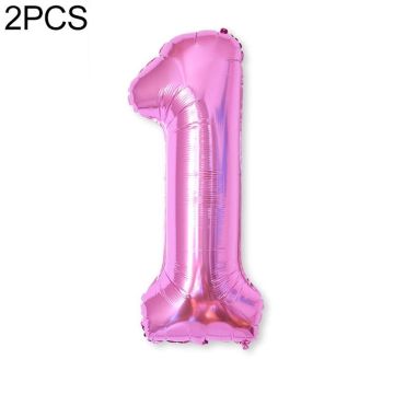 2 PCS 40 Inch Aluminium Foil Number Balloons Birthday Wedding Engagement Party Decor Kids Ball Supplies(1-Rose red)