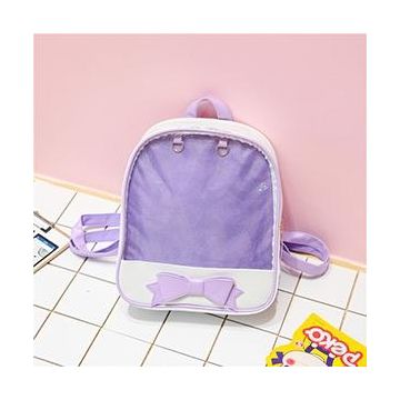 Transparent Children Backpack Cute Bow Bags Mini Schoolbag(Purple)