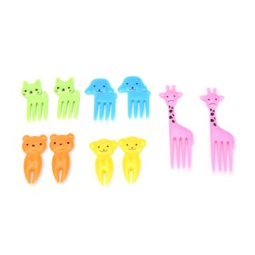 5 Sets 10 in 1 Creative Cartoon Animal Plastic Children Fruit Fork Bento Decoration Toothpick(G220)