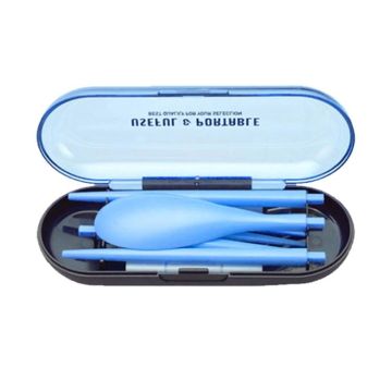 3pcs / Set Mini Outdoor Portable Travel Sets Candy Color Folding Dinner Set Student Kids Kitchen Tool(Blue)