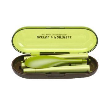 3pcs / Set Mini Outdoor Portable Travel Sets Candy Color Folding Dinner Set Student Kids Kitchen Tool(Green)