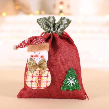 Creative Christmas Gift Bag Children Burlap Beam Apple Bag Candy Cookie Bag(Snowman)
