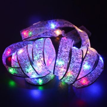 4m 40LEDs Gift Decoration Ribbon Light String LED Copper Wire Ribbon Christmas Tree Top Bowknot Light(Colorful Light)