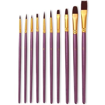 ZHU TING 10 in 1 Pearl Rod Nylon Hair Combination Brush Oil Paint Brush(Purple Rods)
