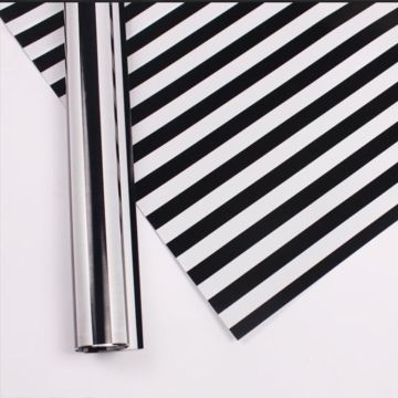 Two-Color Stripes Flower Wrapping Paper Waterproof Gift Wrapping Paper(Black)