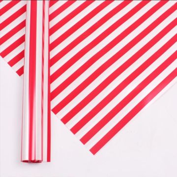 Two-Color Stripes Flower Wrapping Paper Waterproof Gift Wrapping Paper(Red)