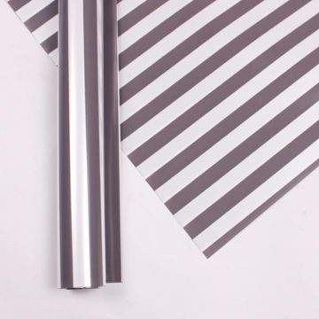 Two-Color Stripes Flower Wrapping Paper Waterproof Gift Wrapping Paper(Silver Gray)
