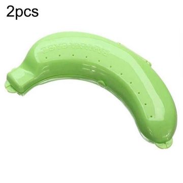 2 PCS Cute 3 Colors Fruit Banana Protector Box Lunch Container Storage Box  for Kids(Green)