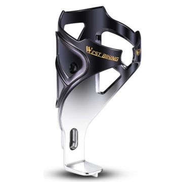 WEST BIKING YP0704033 Bicycle Gradient Water Bottle Holder PC Colorful Cup Bracket(Black Silver Gradient)
