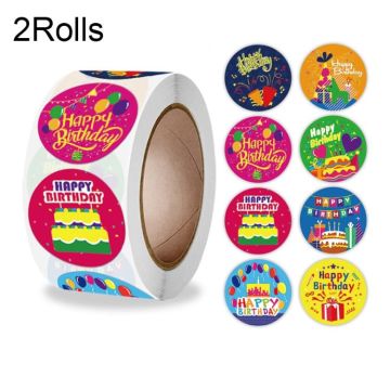 2 Rolls Birthday Sticker Gift Decoration Sealing Sticker, Size: 2.5cm / 1inch(A-343)