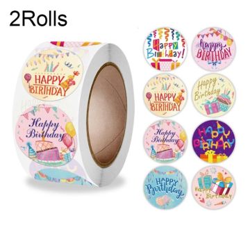 2 Rolls Birthday Sticker Gift Decoration Sealing Sticker, Size: 2.5cm / 1inch(A-344)