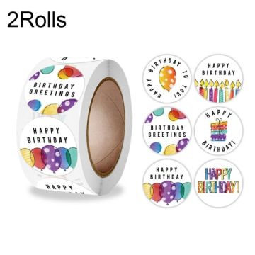 2 Rolls Birthday Sticker Gift Decoration Sealing Sticker, Size: 2.5cm / 1inch(A-345)