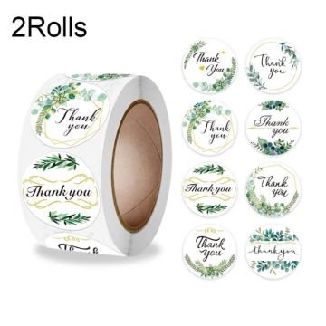 2 Rolls Thank You Floral Sticker Wedding Gift Decoration Label, Size: 2.5cm / 1inch(A-297)
