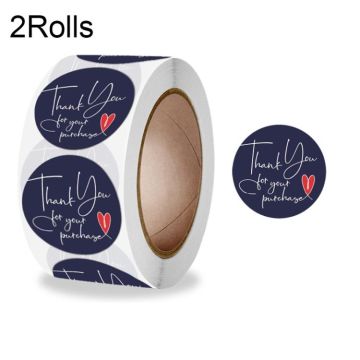 2 Rolls Thank You Floral Sticker Wedding Gift Decoration Label, Size: 2.5cm / 1inch(A-298)