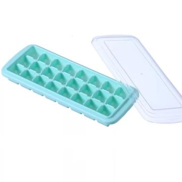 Creative 24 Grid Silicone Ice Tray Home Large Ice Cube Mold Ice Box with Lid(Mint Green)