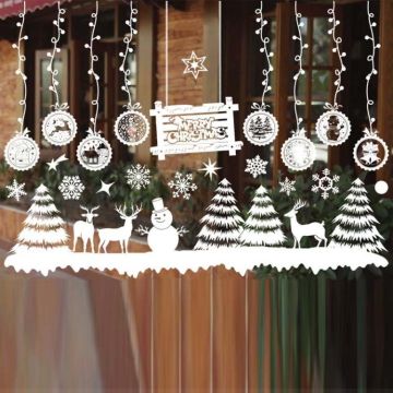 Christmas Decoration Window Stickers Wall Stickers Shopping Mall Supermarket Window Decoration(White 813)