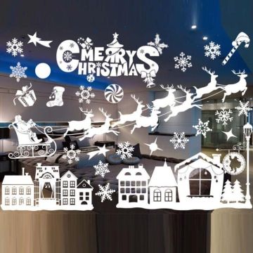 Christmas Decoration Window Stickers Wall Stickers Shopping Mall Supermarket Window Decoration(White 814)