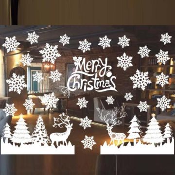 Christmas Decoration Window Stickers Wall Stickers Shopping Mall Supermarket Window Decoration(White 818)