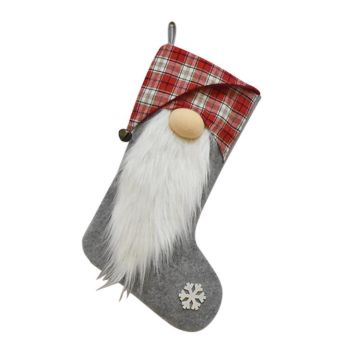 Christmas Sock Decoration Pendant Children Gift Christmas Tree Candy Bag(Grey)