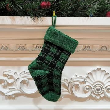 Knitted Christmas Stocking Decoration Pendant Child Acrylic Candy Gift Bag(Green)