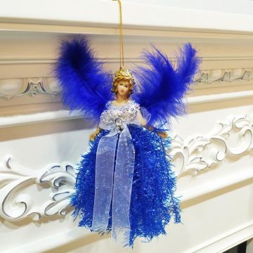 Christmas Tree Angel Girl Decorations Closet Decoration Small Pendant(Blue)