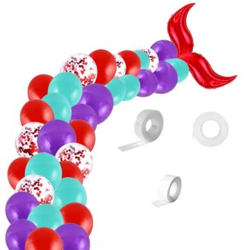 5011 Birthday Party Decoration 12 Inch Mermaid Tail Latex Balloon Set(Red)