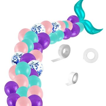 5011 Birthday Party Decoration 12 Inch Mermaid Tail Latex Balloon Set(Tiffany Blue)