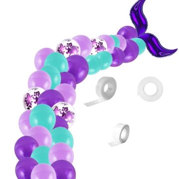 5011 Birthday Party Decoration 12 Inch Mermaid Tail Latex Balloon Set(Purple)