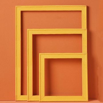 3 in 1 Different Sizes Morandi Color Wooden Photo Frame Series Color Spray Paint Photo Props Photography Background Ornaments(Light Yellow)