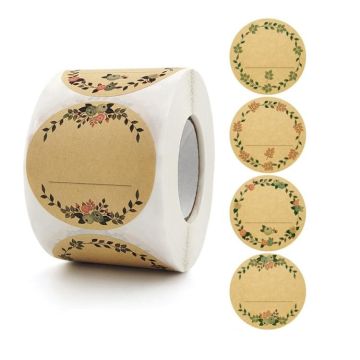 Rolled Handwritten Kraft Paper Sticker Gift Wedding Baking Decoration Label, Size: 2 Inch / 50mm(B-78-50)