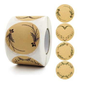 Rolled Handwritten Kraft Paper Sticker Gift Wedding Baking Decoration Label, Size: 2 Inch / 50mm(B-79-50)