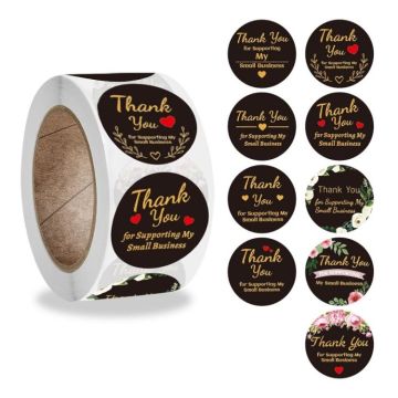 Round Thank You Sticker Floral Decoration Gift Envelope Sealing Sticker, Size: 2.5cm / 1 Inch(A-195)