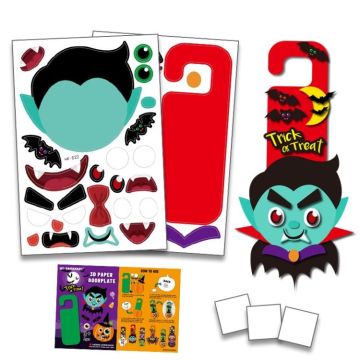 1 Sets Children Cartoon Halloween Decoration Door Hanging Stickers Holiday DIY Game Emoticons(Vampire)