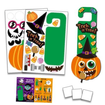 1 Sets Children Cartoon Halloween Decoration Door Hanging Stickers Holiday DIY Game Emoticons(Pumpkin)