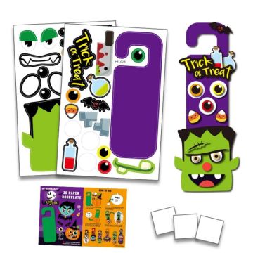 1 Sets Children Cartoon Halloween Decoration Door Hanging Stickers Holiday DIY Game Emoticons(Scientific Geeks)