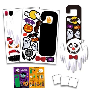 1 Sets Children Cartoon Halloween Decoration Door Hanging Stickers Holiday DIY Game Emoticons(Ghost)